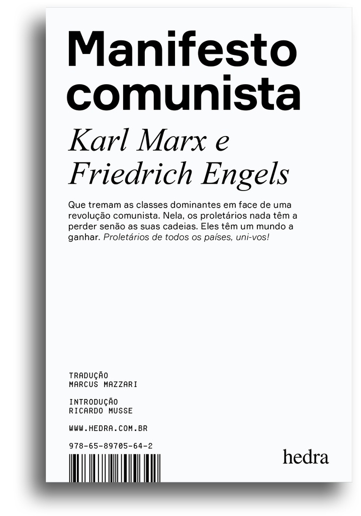 Manifesto comunista (Karl Marx; Friedrich Engels; Marcus Mazzari. Editora Hedra) [POL023000]
