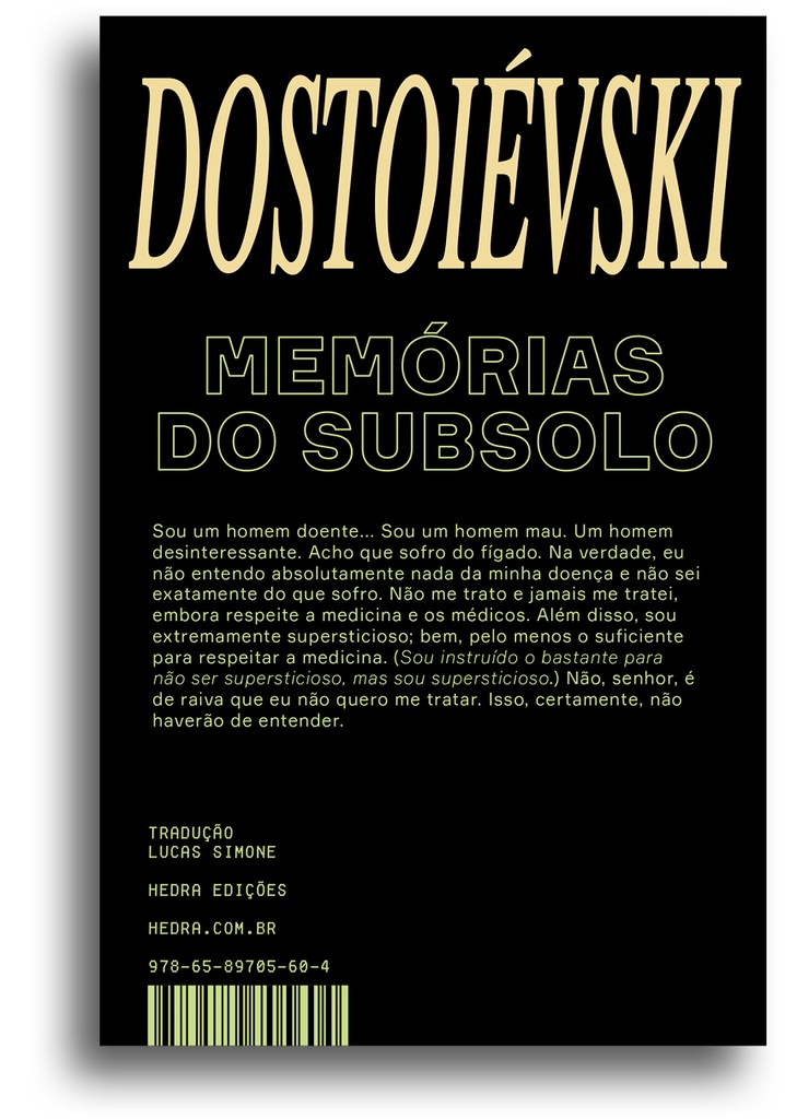 Memórias do subsolo (Fiódor Dostoiévski; Lucas Simone. Editora Hedra) [LCO014000]